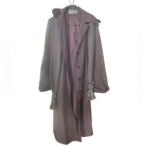 PINK Wool Vintage Full Length Coat With Scarf 70s Groovy Sustainable